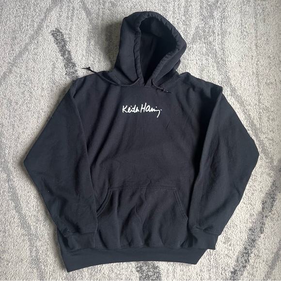 Keith Haring Heart Graphic Hoodie Men XL Black - Picture 1 of 9